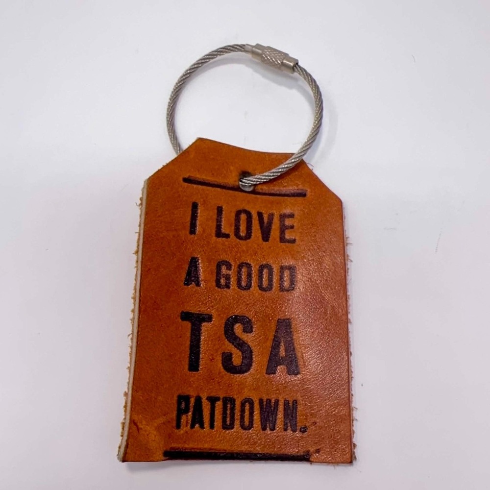 Vintage Leather Luggage Tag Funny Travel Bag Tag Keychain‎ TSA Patdown Gag Gift